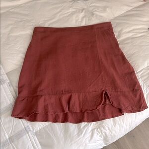 Abercrombie & Fitch Linen-Blend Ruffle Hem Mini Skirt